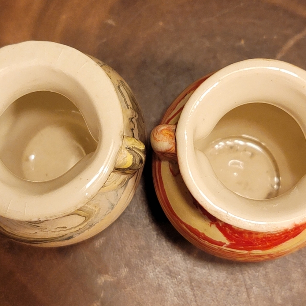 Antique 1920s Morton End Of Day Pottery Mini Vases Set Of 2 - Picture 9 of 11